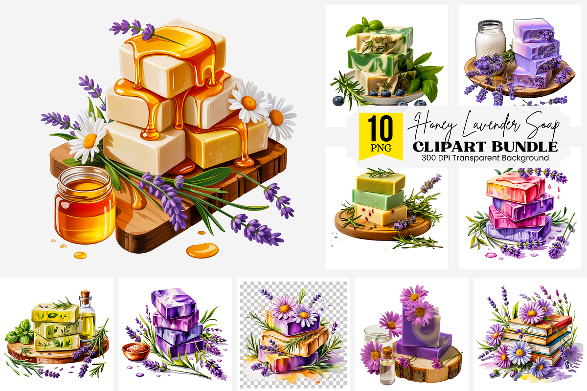 Honey Lavender Soap PNG Bundle, an Illustration by Clipart Bloom (Photo 1 of 11)