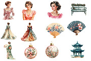 Chinoiserie Christmas Clipart, an Illustration by Designworld (Thumbnail 3 of 5)
