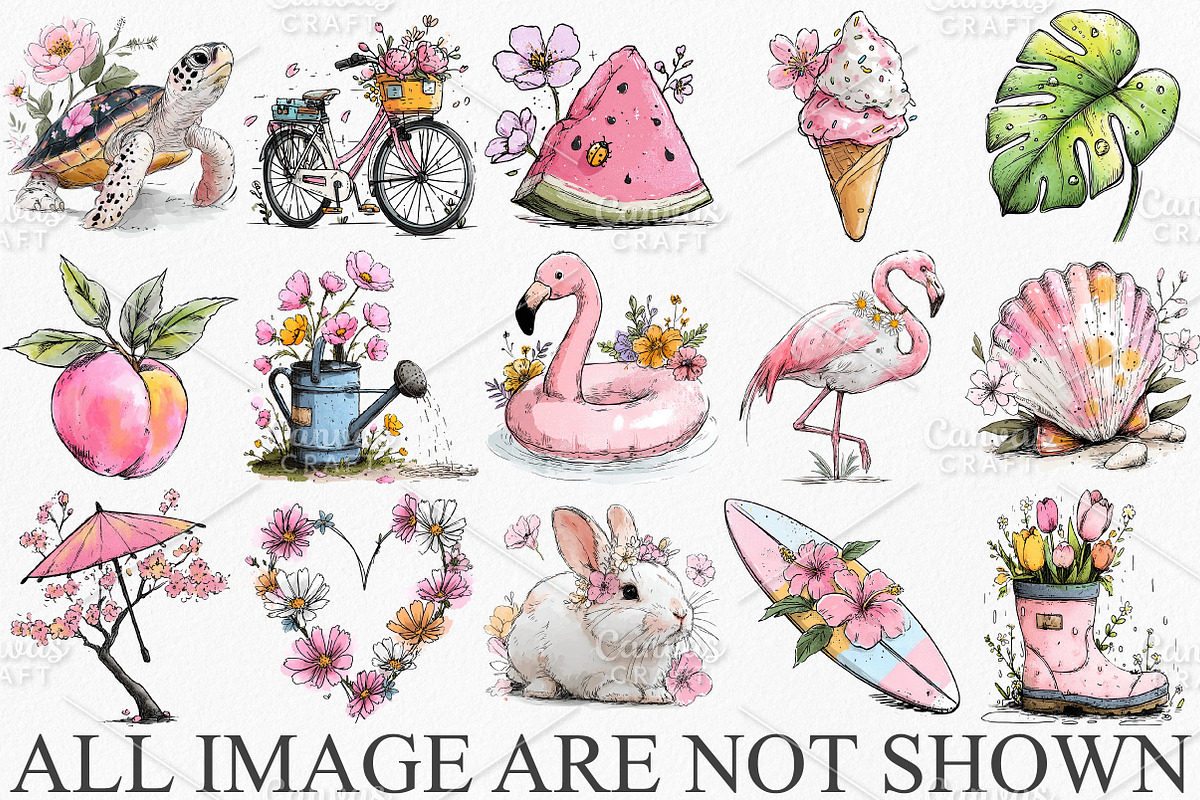 Whimsical Summer Spring Clipart PNG, an Illustration by Canvas Craft (Photo 3 of 7)
