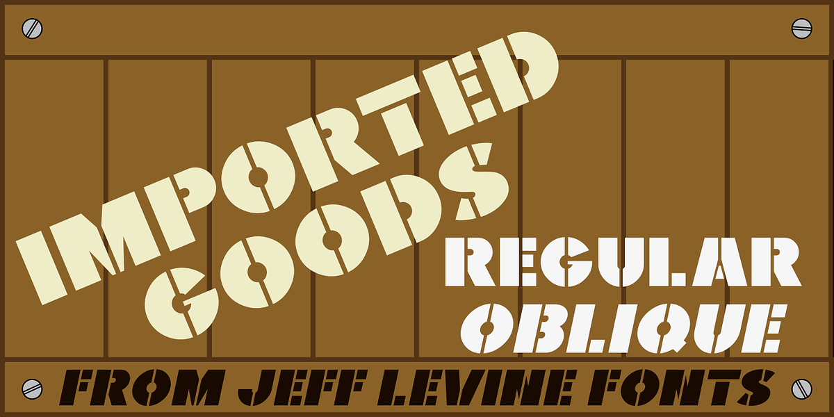 Imported Goods JNL, a Sans Serif Font by Jeff Levine Fonts (Photo 1 of 5)