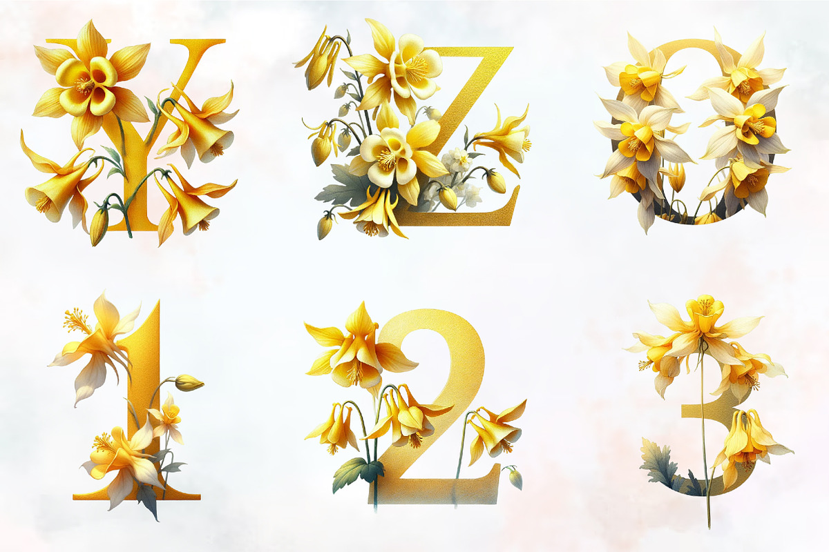 Golden Columbine Spring Alphabet Png, an Illustration by RobertsArt (Photo 7 of 7)