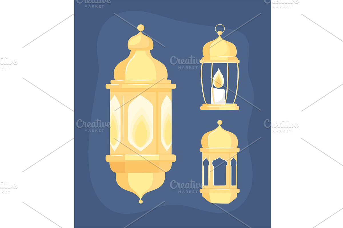 lanterns light candles, an Illustration by studiogstock