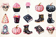 Black Pink Halloween Clipart, an Illustration by Rose Art (Thumbnail 2 of 7)