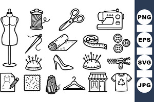 Sewing Essentials Clipart Set, an Illustration by designvectx