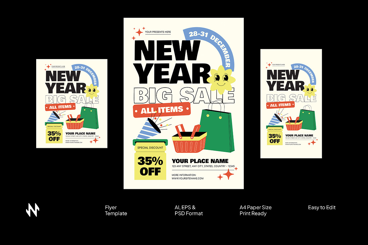 Playful New Year Sale Flyer, a Flyer Template by Neermana (Photo 1 of 4)