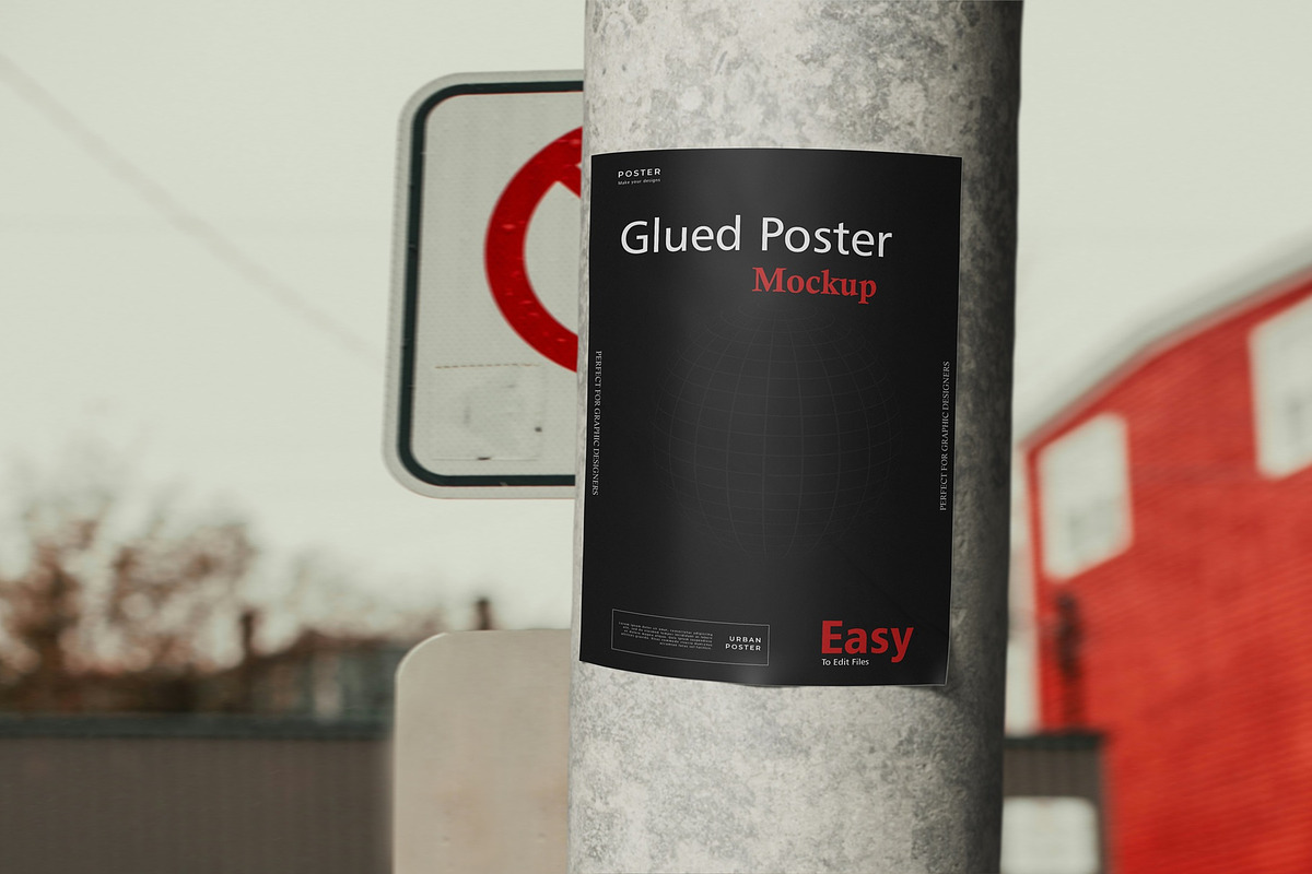 Glued Poster Mockup, an Advertising Mockup by Tahtagraphic (Photo 1 of 2)