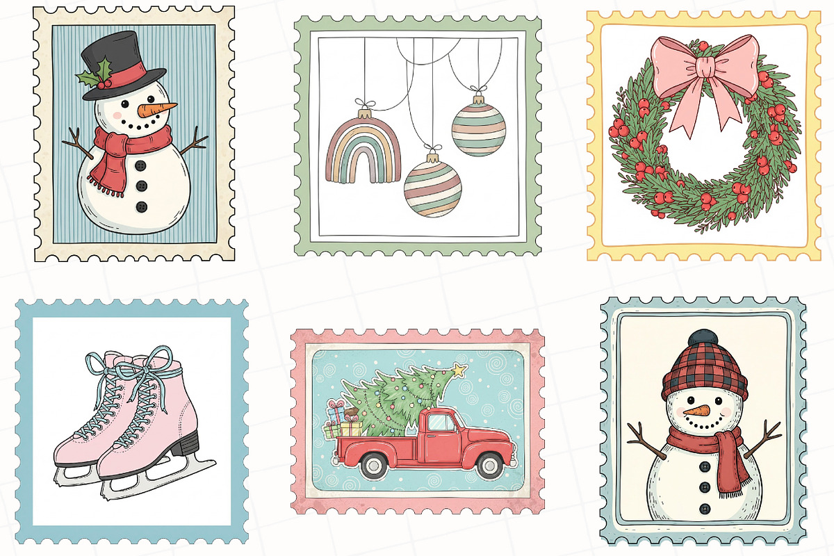 Christmas Postage Stamp Clipart, an Illustration by OK Design (Photo 2 of 5)