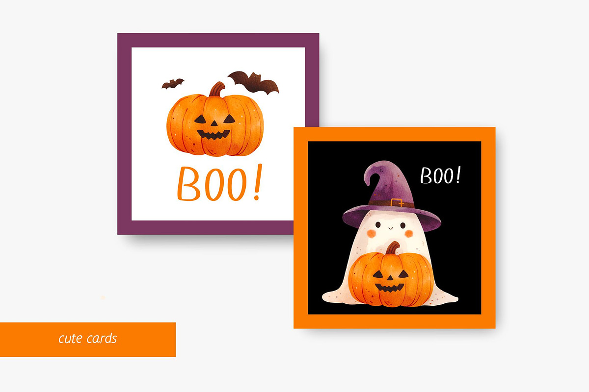 Happy Halloween - watercolor clipart, a Decorative Illustration by MilaCreator (Photo 2 of 7)