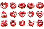 Valentine Donut Clipart, an Illustration by DreamArtGraphic (Thumbnail 3 of 4)