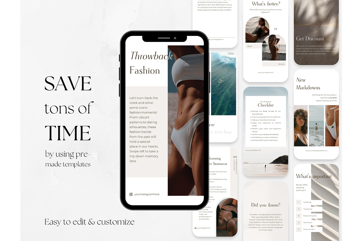 70 Swimwear Store/Shop Stories, a Social Media Template by PatternLab. (Photo 3 of 9)