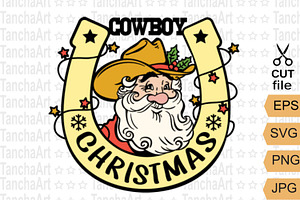 Santa Christmas Cowboy Hat Howdy Svg