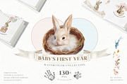 Baby First Year Watercolor Set, an Animal Illustration by Cat In Colour (Thumbnail 1 of 10)