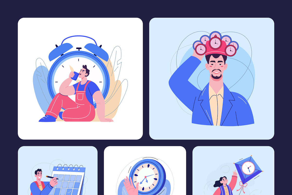 Time Management Illustration Art Set, a Work Illustration by Creative Stall (Photo 8 of 10)