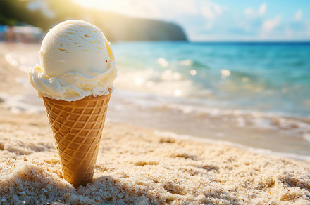 Delicious vanilla ice cream cone on, a Food & Drink Photo by MistyDay