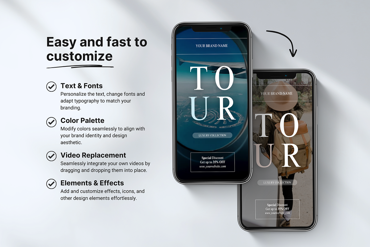 100 Luxury Travel Reels Templates, a Social Media Template by DigiPax (Photo 6 of 10)