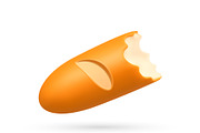 Baguette with bite taken out in 3d, a Food Illustration by Abscent (Thumbnail 3 of 3)
