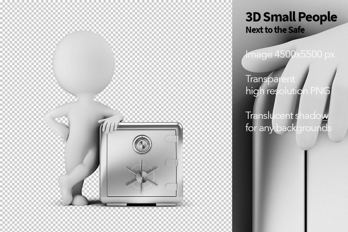 3D Small People - Next to the Safe, a Person Illustration by Anatoly Maslennikov