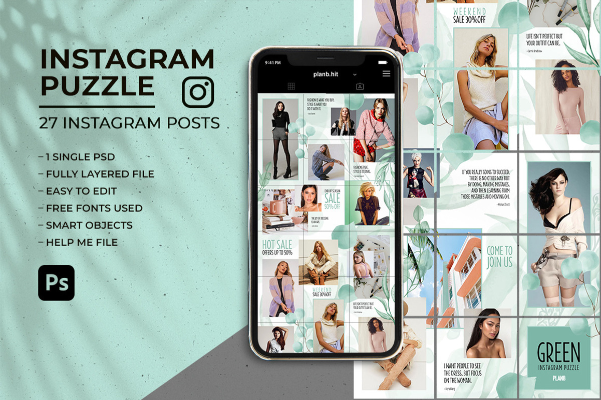 Green - Instagram Puzzle Feed, a Social Media Template by Plan B (Photo 1 of 6)