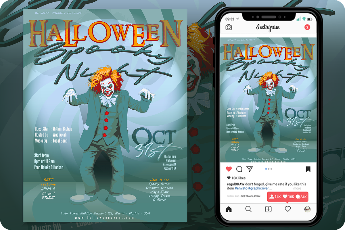 Clown show Halloween holiday session, a Seasonal Illustration by regalDRAW (Photo 1 of 3)