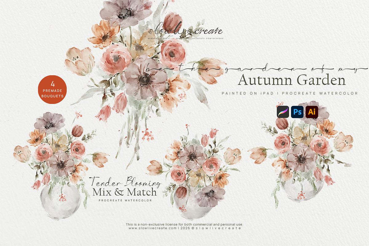Autumn Garden Florals, a Seasonal Illustration by slowlivecreate (Photo 1 of 8)