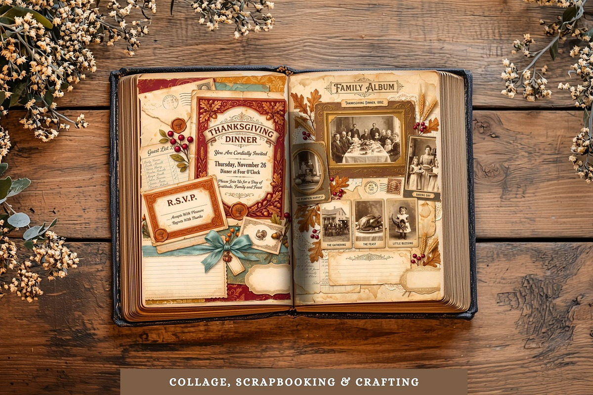 Thanksgiving junk journal Kit, an Object Graphic by ThatsDesignArt (Photo 4 of 21)