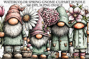 Watercolor Spring Gnome Clipart PNG, an Illustration by Canvas Craft (Thumbnail 1 of 7)