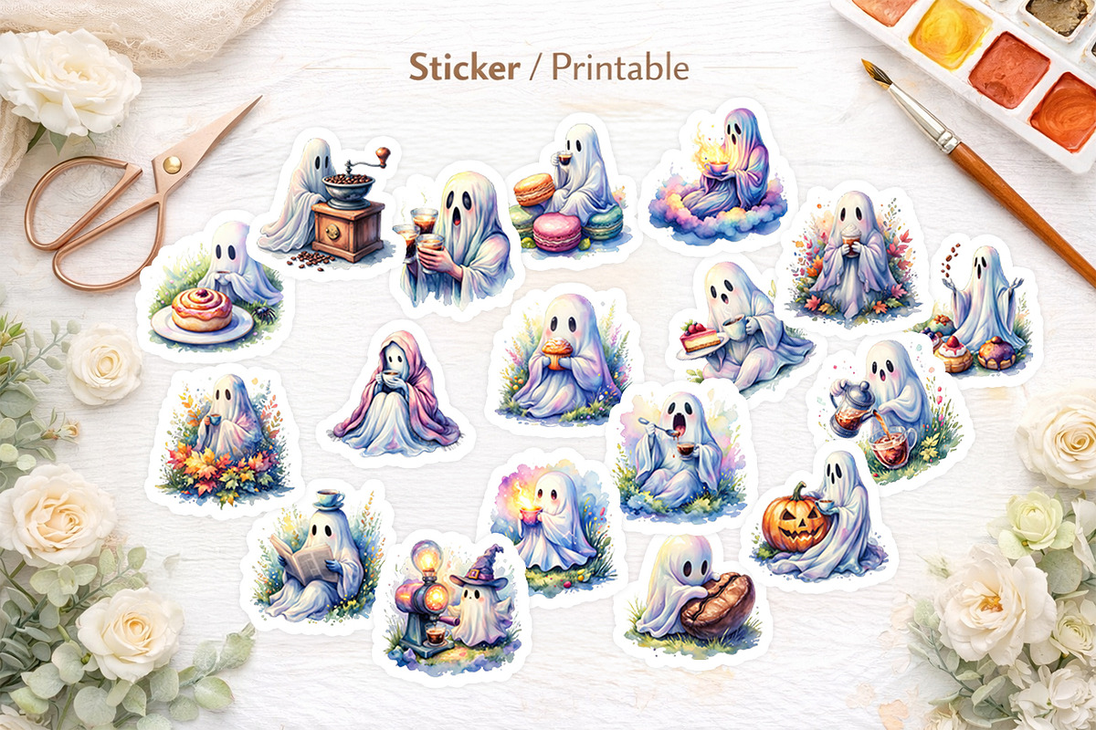 Coffee Ghost Sublimation PNG, an Illustration by Artnoy (Photo 7 of 8)