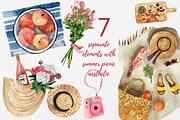 Summer picnic clipart png, an Object Illustration by Artcard Watercolor (Thumbnail 4 of 9)