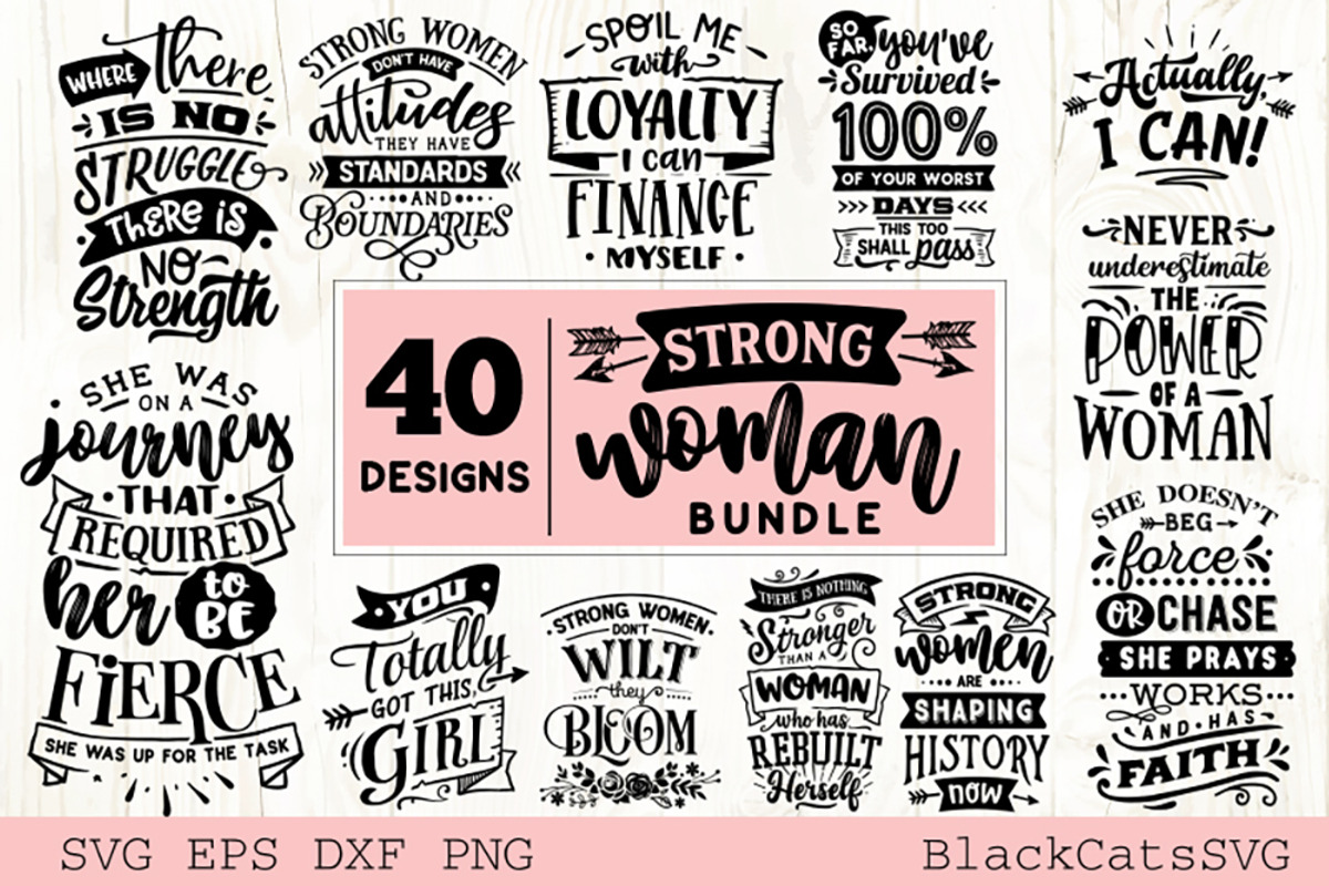 Strong woman SVG bundle 40 designs, an Illustration by BlackCatsMedia (Photo 4 of 4)