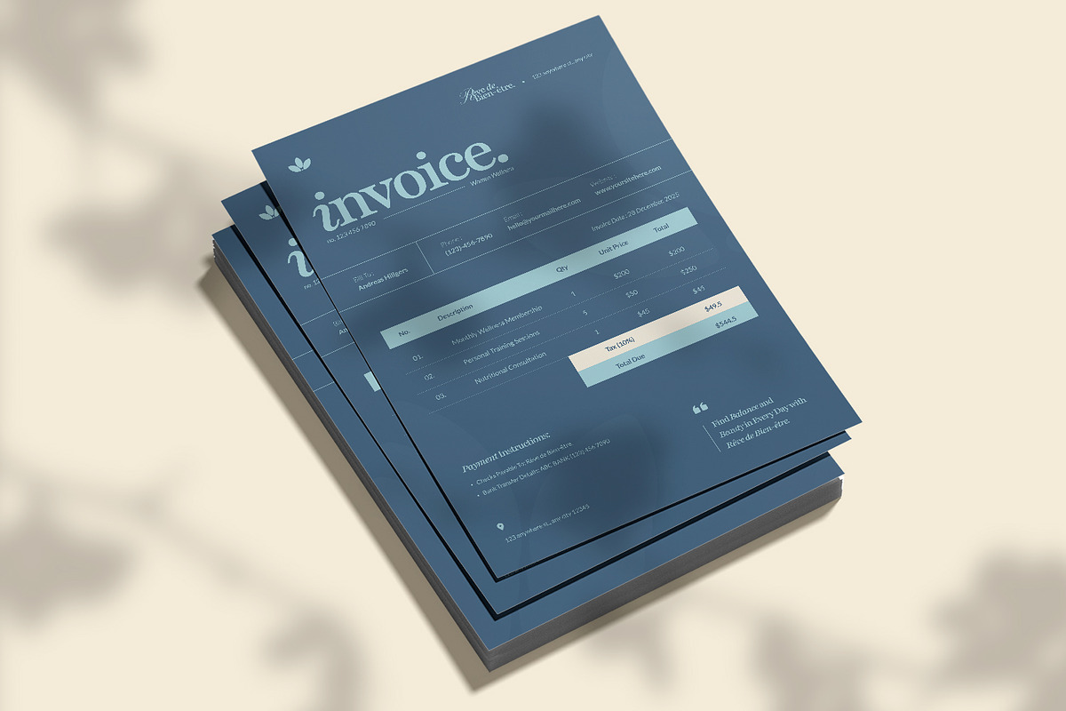 Women Wellness Coaching - Invoice, a Stationery Template by VUNIRA (Photo 2 of 3)
