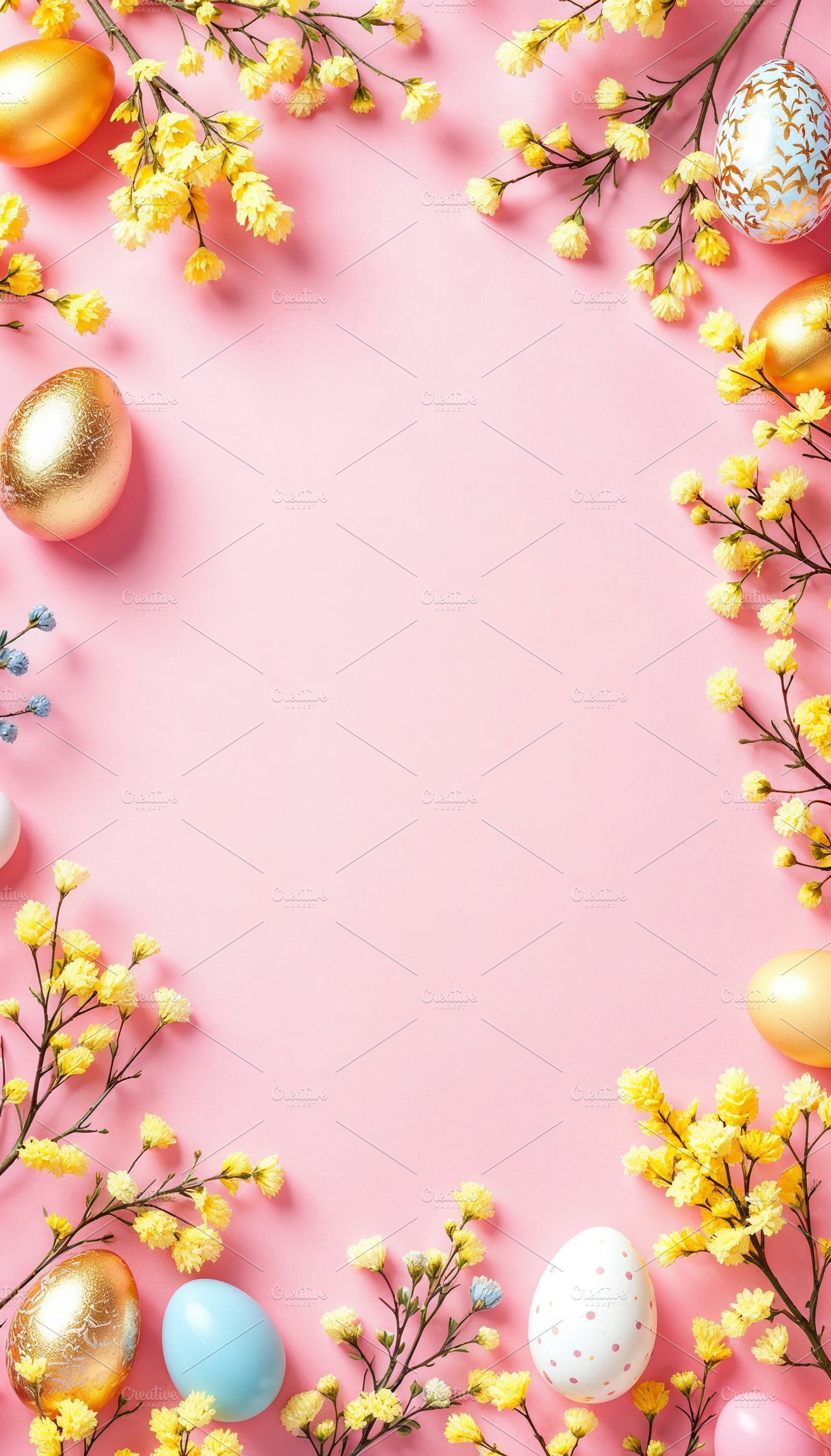 Pink Easter background with eggs, a Holiday Photo by Volff
