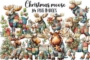 Christmas moose Clipart, an Illustration by DreamArtGraphic