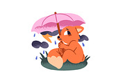 Animals with umbrella under rain set, an Animal Illustration by PaperTrident (Thumbnail 7 of 9)