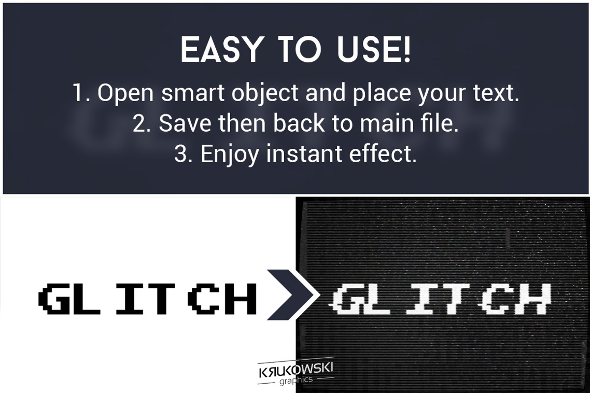 Glitch Text Effects, a Layer Style Add-On by Krukowski Graphics (Photo 3 of 3)