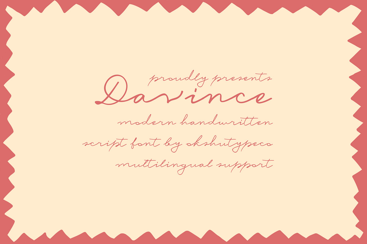 Davince, a Handwritten Font by Alexander Tiunov (Photo 1 of 7)