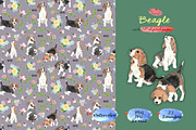 Beagle Clipart Digital Paper, an Animal Illustration by VianneArt (Thumbnail 1 of 7)