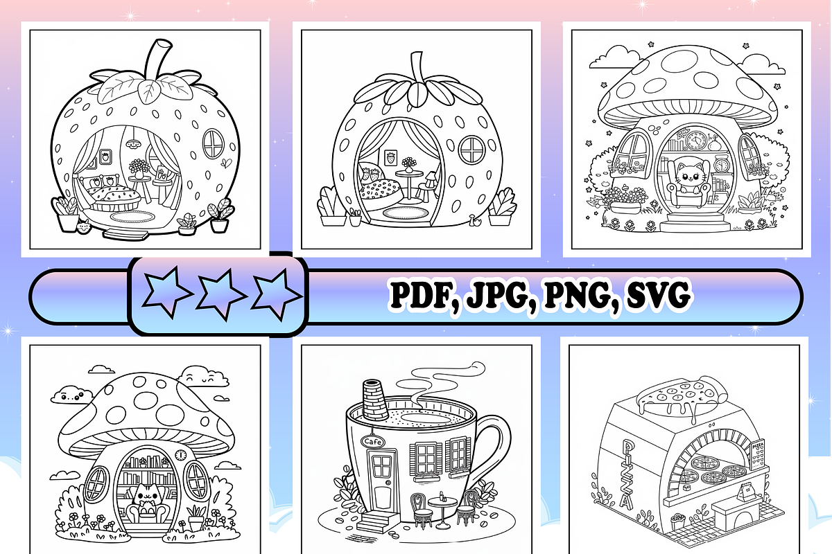Cozy Home Shaped Coloring Book, an Animal Illustration by Design Zone (Photo 3 of 5)