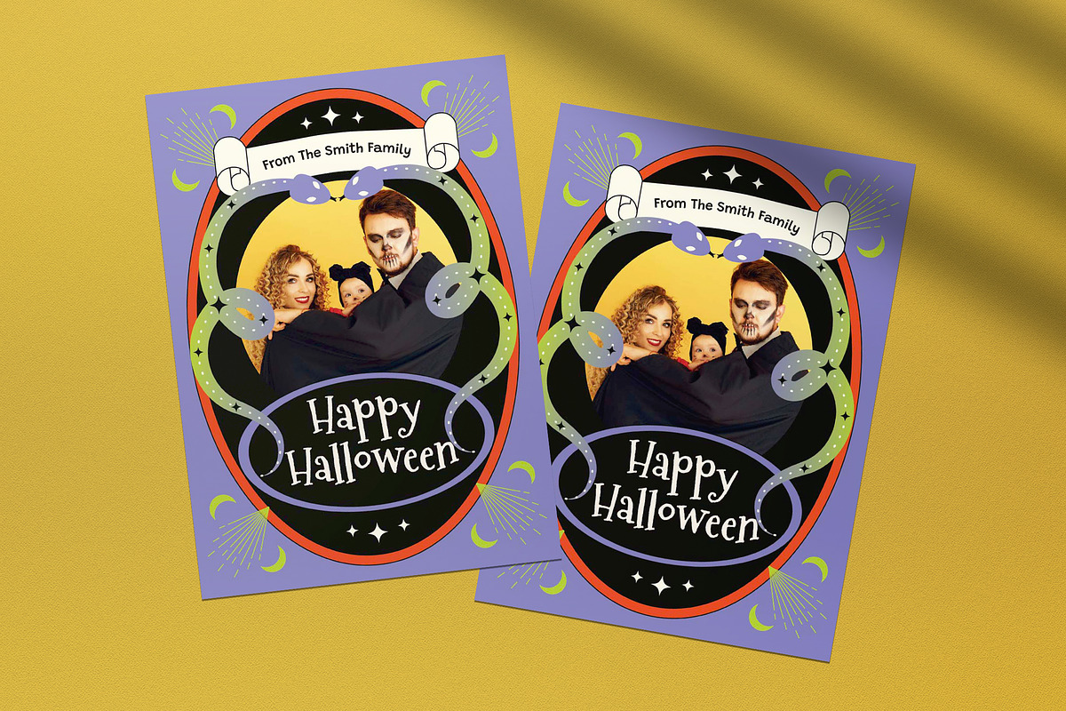 Modern Halloween Greeting Card, a Card Template by graphicook (Photo 3 of 4)