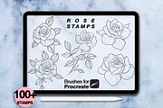 100 procreate rose stamps, a Brush Add-On by Arts For Peace (Thumbnail 4 of 8)