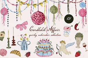 Quirky Watercolor Wedding Icons Set, a Decorative Illustration by Madiwaso