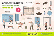 Modern Gym Scene Creator, an Illustration by MEANDSTUDIO (Thumbnail 1 of 5)