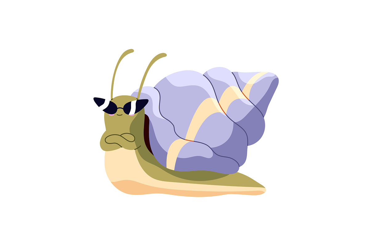 Cute, funny snails set + backgrounds, an Animal Illustration by PaperTrident (Photo 4 of 26)