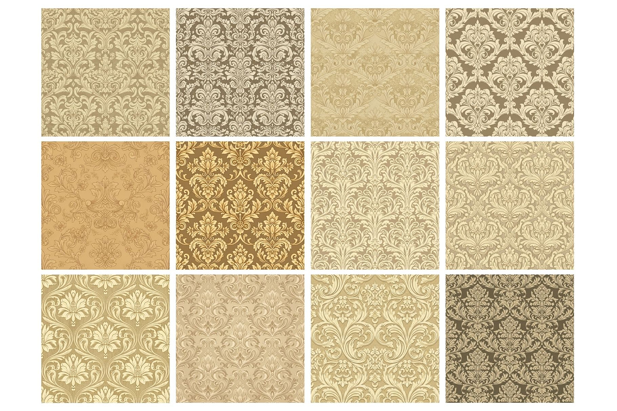 Beige Damask Digital Paper, an Illustration by Mashimara (Photo 2 of 4)