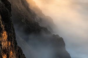 Foggy Coastal Cliffs in Sunrise, a Nature Photo by Virgo Studio