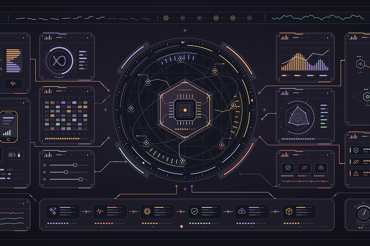 Dark HUD interface with hexagon, a Technology Illustration by ZinetroN (Photo 2 of 3)