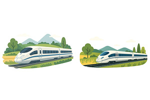 Modern high-speed trains traveling, a Transportation Illustration by ZinetroN