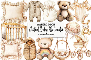 Neutral Baby Watercolor Clipart, an Illustration by DreamArtGraphic