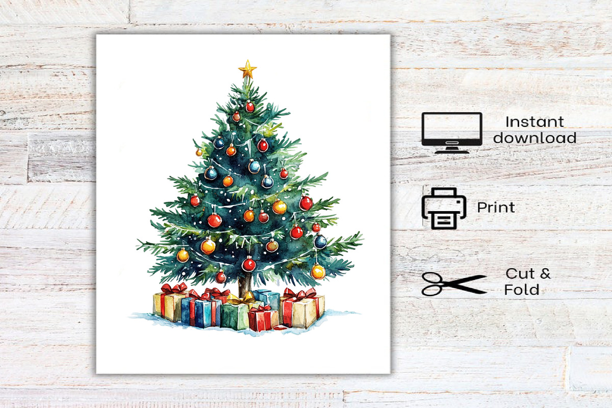 Watercolor Christmas Tree Clipart, an Illustration by Canvas Craft (Photo 8 of 8)