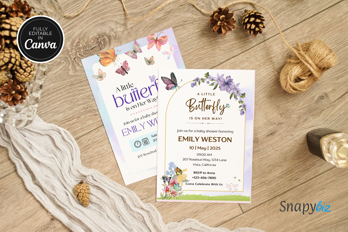 Butterfly Baby Shower Invitation, an Invitation Template by Snapybiz (Photo 10 of 10)