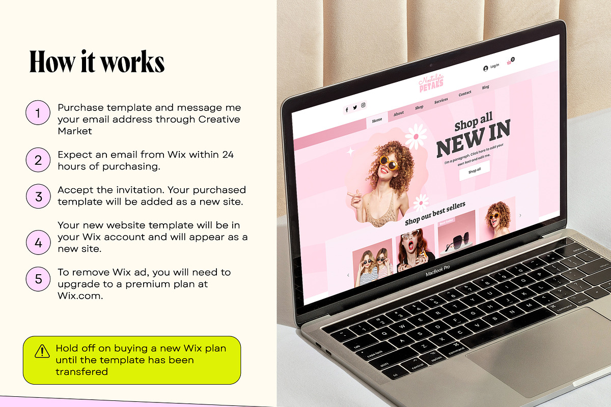 Pink Retro Wix Store Template, a Wix Template by Template Twist Shop (Photo 5 of 10)